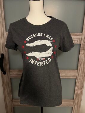 Port and Company Charcoal "Because I Was Inverted" Top Gun Graphic Tee